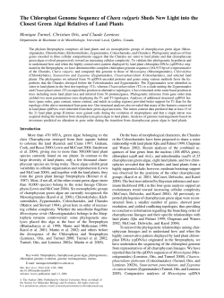 The Chloroplast Genome Sequence of Chara