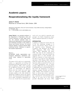 Academic papers Reoperationalising the loyalty framework