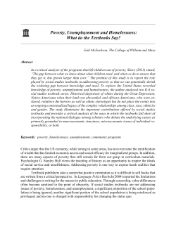 Poverty, Unemployment and Homelessness: What do the Textbooks