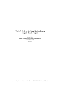 The Life Cycle of the Adam Keeling House, Virginia Beach, Virginia