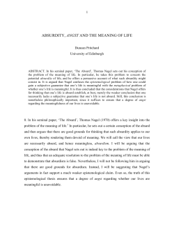 ABSURDITY, ANGST AND THE MEANING OF LIFE