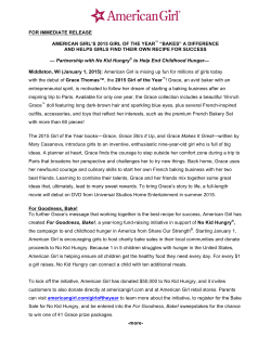 for immediate release american girl`s 2015 girl of the year&trade; &ldquo;bakes&rdquo;