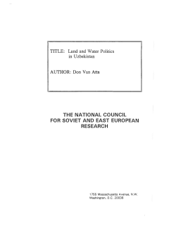 Land and Water Politics in Uzbekistan