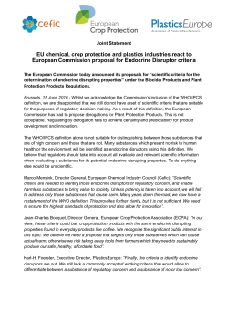 Joint Statement | EU chemical, crop protection and plastics