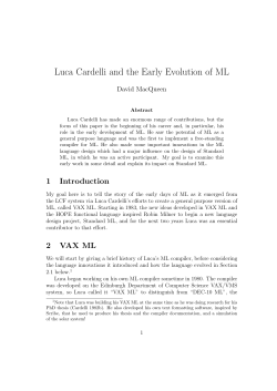 Luca Cardelli and the Early Evolution of ML