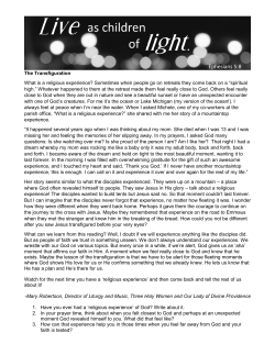 The Transfiguration What is a religious experience? Sometimes