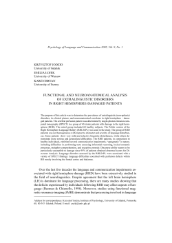 functional and neuroanatomical analysis of extralinguistic disorders