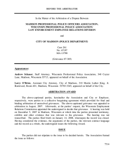 City of Madison (Police Department), WERC MA