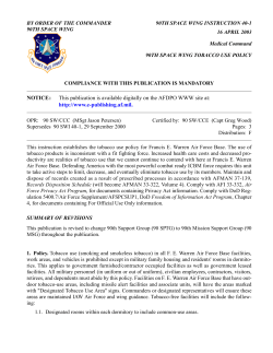 FE Warren AFB 90th Space Wing Tobacco Use Policy 16 April 2003