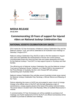 National Jockey Celebration Day Media Release 2014