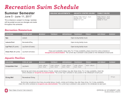 Summer Swim Schedule (June 5 - June 11)