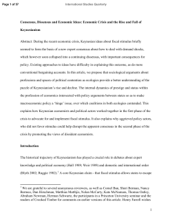 Consensus, Dissensus and Economic Ideas