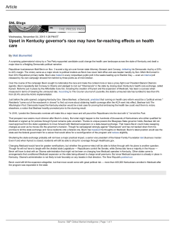 Upset in Kentucky governor`s race may have far