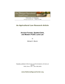 An Agricultural Law Research Article Ancient Forests, Spotted Owls