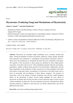 Mycotoxins: Producing Fungi and Mechanisms of