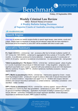 Benchmark Publication - Weekly Criminal Law Review