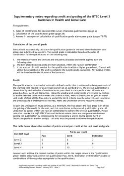 Calculation of the over all qualification grade for the Level 3 BTEC