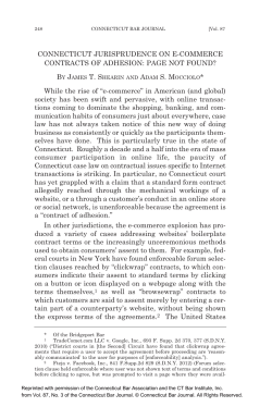 Connecticut Jurisprudence on E-Commerce Contracts of Adhesion