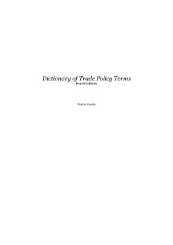 Dictionary of Trade Policy Terms