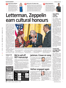 Letterman, Zeppelin earn cultural honours