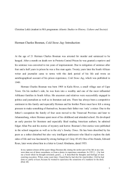 Herman Charles Bosman, Cold Stone Jug: Introduction