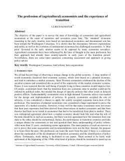 "The profession of (agricultural) economists and the experience of