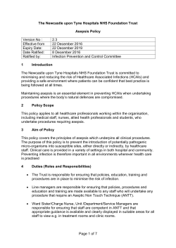 Asepsis Policy - Newcastle Hospitals