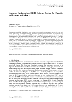 Consumer Sentiment and REIT Returns: Testing for Causality in