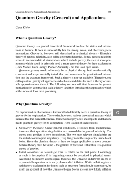 Quantum Gravity (General) and Applications