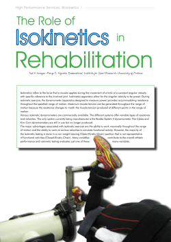 The role of Isokinetics in Rehab