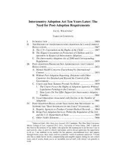 Intercountry Adoption Act Ten Years Later: The Need for Post