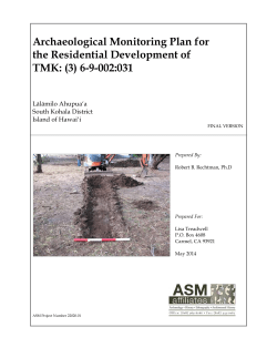 Archaeological Monitoring Plan for the Residential