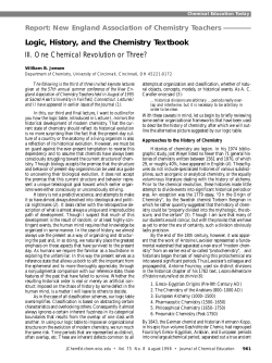 JCE0898 p961 Logic, History, and the Teaching of Chemistry