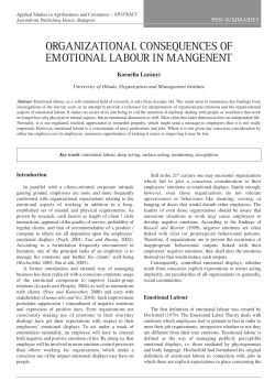 organizational consequences of emotional labour
