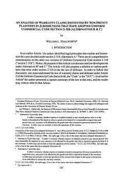 Analysis of Warranty Claims Instituted by Non-Privity