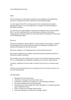 Junior Marketing Executive Hello! We are looking for a passionate