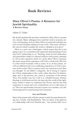 Book Reviews Mary Oliver`s Poems: A Resource for Jewish Spirituality