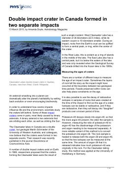Double impact crater in Canada formed in two separate