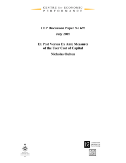 CEP Discussion Paper No 698 July 2005 Ex Post Versus Ex Ante