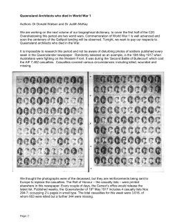 QUEENSLAND ARCHITECTS who died in World War 1