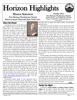 Horizon Highlights - New Horizon Presbyterian Church