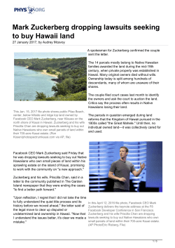 Mark Zuckerberg dropping lawsuits seeking to buy Hawaii land