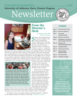 Spring 2013 Classics Newsletter