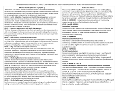 Alliance Behavioral Healthcare Level of Care Guidelines for State