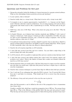 Problems and Answers for first half of unit