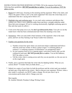 INSTRUCTIONS FOR PEER RESPONSE LETTERS. Fill in the