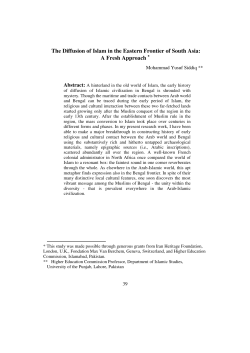 The Diffusion of Islam in the Eastern Frontier of South Asia: A Fresh
