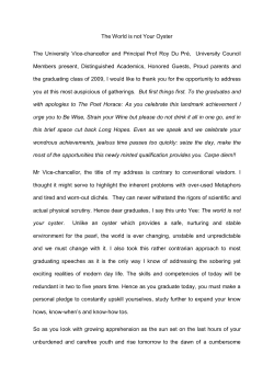 The World is not Your Oyster The University Vice