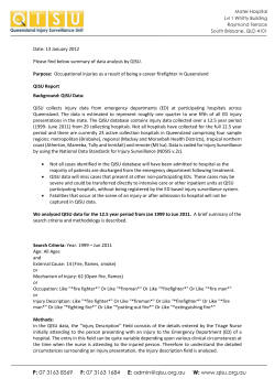 Fire Fighter Injuries - Queensland Injury Surveillance Unit