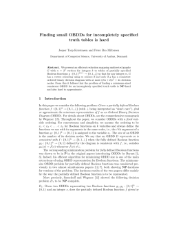 Finding small OBDDs for incompletely specified truth tables is hard